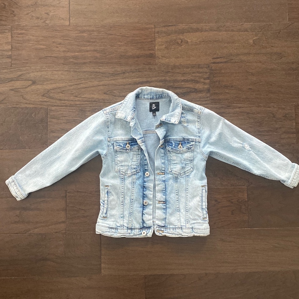 Oversized distressed jean jacket